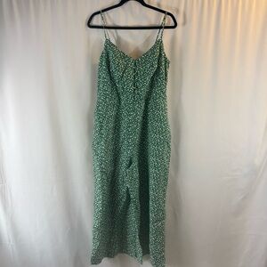 Mango Green Floral Spaghetti Strap jumpsuit Size: L